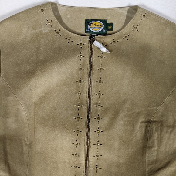 NWT Cabelas Suede Leather Jacket Sz S Beige Tan Full Zip Perforated - Picture 4 of 13
